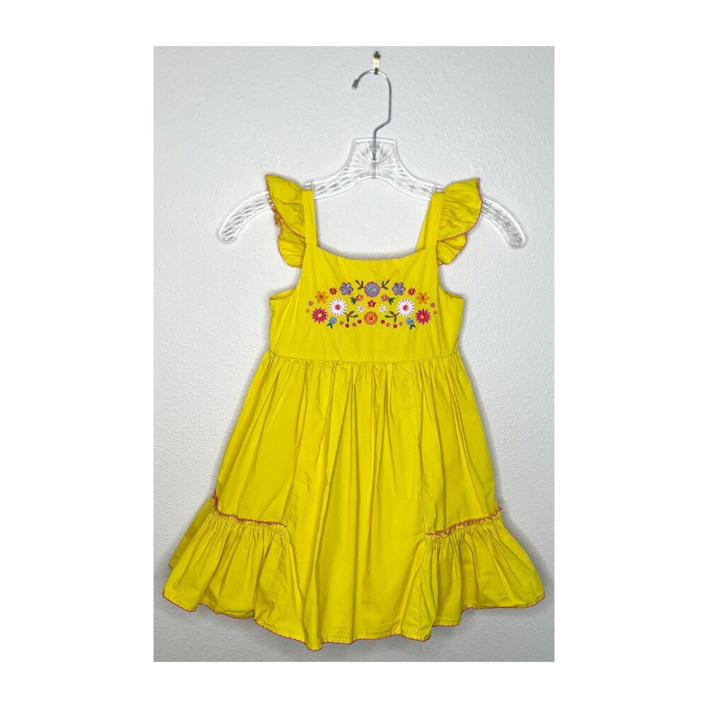 CUPCAKES AND CASHMERE Girl’s Yellow Floral Embroidered Dress Size 5T